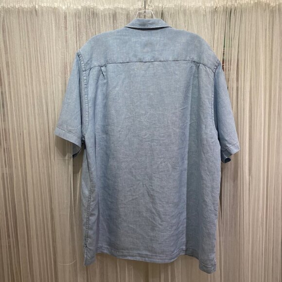 Roundtree & Yorke Men’s 100% Linen Light Blue Button Down Size XL - Picture 3 of 12
